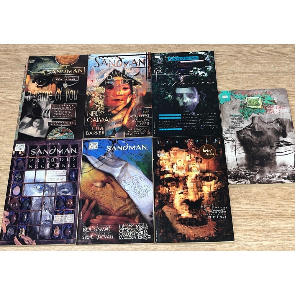 The Sandman - Neil Gaiman DC Comics Vertigo Lot Of 7 Vintage TPBs Graphic Novels